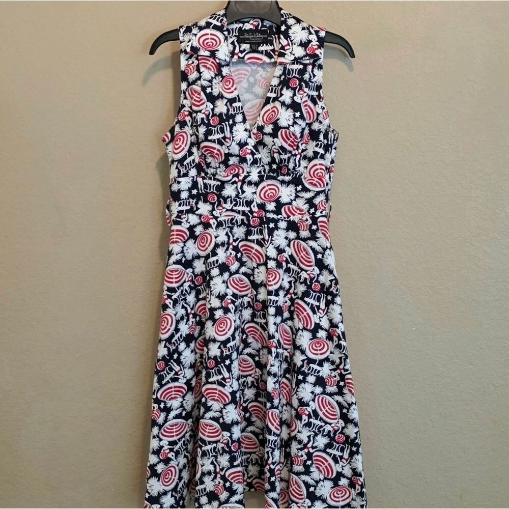 Retrospec'd Clothing Fit And Flare Collared Sleeveless Dress Umbrellas Lady 6
